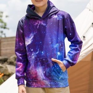 [Funnycokid] Space Galaxy Stars Hooded Sweatshirt Youth Size XXL